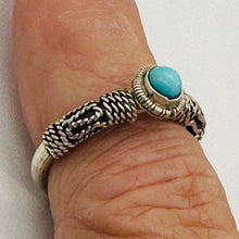 Load image into Gallery viewer, Blue Turquoise Tahitian Style Sterling Silver Ring Size 6.75