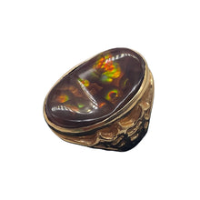 Load image into Gallery viewer, Natural Fire Agate 14K Gold Ring Size 7.75 Red Green Gold 25x15mm 15g