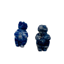 Load image into Gallery viewer, 2 Carved Sodalite Goddess of Willendorf Beads | 20x9x7mm | Blue white