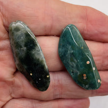 Load image into Gallery viewer, Ocean Jasper Old Stock Long Oval Beads| 45x22x6 to38x20x7mm|Green, Pink| 2 Beads