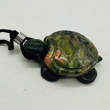 Load image into Gallery viewer, Unakite Stone Turtle Pendant Necklace | 3/4' Long | Green, Pink | 1 Pendant |