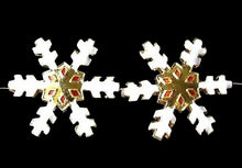 Load image into Gallery viewer, 2 Golden Cloisonne Snowflake Centerpiece 30x27x4mm Beads 8638H