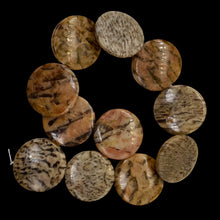 Load image into Gallery viewer, Feldspar Coin Bead Strand | 35x6mm | 11 Beads | Tan Black Red |