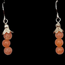 Load image into Gallery viewer, Sterling Silver Peach Chalcedony with Silver Accent Earrings | 1 3/8 inches long |
