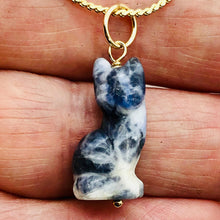 Load image into Gallery viewer, Kitty Cat Sodalite Pendant Necklace|Semi Precious Stone Jewelry|14k Pendant|