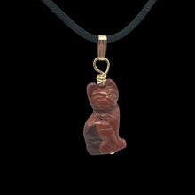 Load image into Gallery viewer, Jasper Kitty Cat Pendant Necklace|Semi Precious Stone Jewelry|14K Pendant