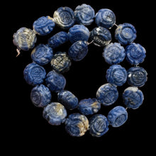 Load image into Gallery viewer, Sodalite Carved Chinese Symbol Coin Strand | 15x8mm | Blue, White | 27 Beads |