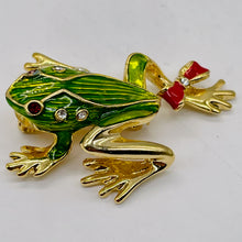 Load image into Gallery viewer, Fashion Frog with Bow Animal Sweater Pin | 1 3/4" Long | Green Red | 1 Pin |