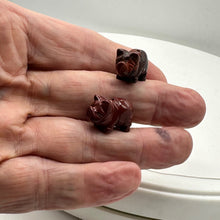 Load image into Gallery viewer, Piggies 2 Carved Brecciated Jasper Pig Beads | 23x16x11mm | Red