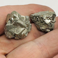 Load image into Gallery viewer, Pyrite Crystal Nugget Beads | 24x24x19mm to 22x16x16mm | Silver Gold | 2 Beads |