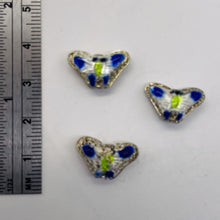 Load image into Gallery viewer, Cloisonne Butterfly Pendant Beads | Blue, White | 16x10x6mm | 3 Beads |