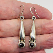Load image into Gallery viewer, Unique Sophistication Garnet Sterling Silver Earrings | 1 3/4" Long | 1 Pair |