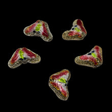 Load image into Gallery viewer, Lime & Cherry Cloisonne 16x10mm Butterfly Pendant Beads 8635B