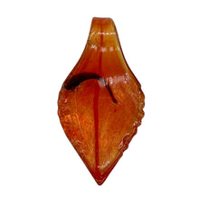 Load image into Gallery viewer, 1 Red Lampwork Silver Foil Leaf Pendant Bead 8661A