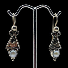 Load image into Gallery viewer, Fresh Water Pearl Sterling Silver Dangle Earrings | 1 1/2" Long | White| 1 Pair|