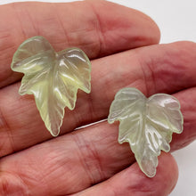 Load image into Gallery viewer, Carved Serpentine New Jade Leaf Bead Set | 27x24x4mm | 2 Beads |
