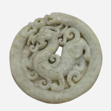 Load image into Gallery viewer, New Jade Carved Dragon Pendant Bead | Round | 2 5/8x1/4" | Pale green | 1 Bead |