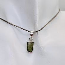 Load image into Gallery viewer, Moldavite 7.8ct Sterling Silver Rectangle | 3/4" Long | Green | 1 Pendant |