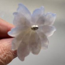 Load image into Gallery viewer, Chalcedony 38ct Hand Carved Flower Bead | 43x37x4mm | Blue | 1 Pendant Bead |