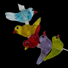 Load image into Gallery viewer, Lampwork Glass Birds | Blue, Yellow, Red, Green, Purple | 25x12x8mm | 5 Beads |