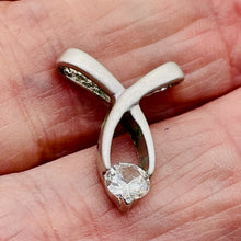 Load image into Gallery viewer, Brushed Sterling Silver Designer CZ Pendant | 1" Long | Silver | 1 Pendant |