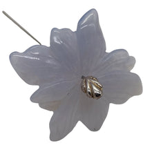 Load image into Gallery viewer, Chalcedony 29ct Hand Carved Flower Bead | 30x30x5mm | Blue | 1 Pendant Bead |