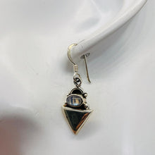 Load image into Gallery viewer, Labradorite & Triangle Sterling Silver Earrings! | 1 1/4" Long |