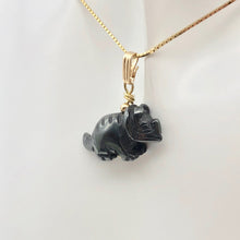 Load image into Gallery viewer, Hematite Triceratops Dinosaur with 14K Gold-Filled Pendant 509303HMG