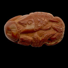 Load image into Gallery viewer, Hot Carved Swimming Fish Boxwood Ojime Netsuke Bead | 27x14mm | Brown