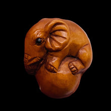 Load image into Gallery viewer, Carved & Signed Boxwood Circus Elephant Ojime/Netsuke Bead | 23x22x15mm | Brown