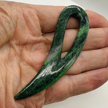 Load image into Gallery viewer, Ruby Zoisite Comma Bead | 94x28x6mm | Green Red | 1 Pendant Bead