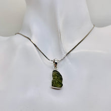 Load image into Gallery viewer, Moldavite 9.52ct Sterling Silver Rectangular Pendant| 1" Long| Green| 1 Pendant|