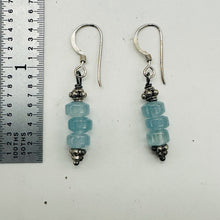 Load image into Gallery viewer, Aquamarine Dangling Sterling Silver Earrings | 1 1/2" Long | Blue, Silver |