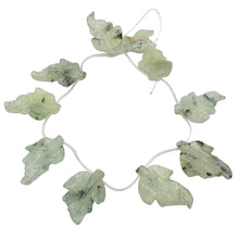 Load image into Gallery viewer, Carved Green Prehnite Leaf Briolette Bead Strand 109886B