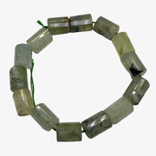 Load image into Gallery viewer, Tourmalated Prehnite Half-Strand Tube Beads | 16x11mm | Green Black | 13 Beads |