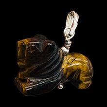 Load image into Gallery viewer, Lion Tigers Eye Pendant Necklace | Semi Precious Stone Jewelry | Sterling Silver
