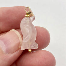 Load image into Gallery viewer, Rose Quartz Penguin Pendant Necklace|Semi Precious Stone Jewelry|14k Pendant