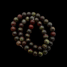 Load image into Gallery viewer, Dragon Blood or Bloodstone Round Bead Strand | 8mm | Green. Red | 48 Beads |