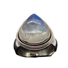 Load image into Gallery viewer, Moonstone Sterling Silver Oval Stone Ring | 8.5 | Blue Flash |