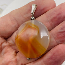 Load image into Gallery viewer, Carnelian 2" Long Round Pendant | 40mm (Carnelian) | Orange White | 1 Pendant |