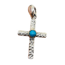 Load image into Gallery viewer, Turquoise Sterling Silver Cross | 1 1/2" Long | Silver | 1 Pendant |