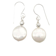 Load image into Gallery viewer, Creamy White Coin FW Pearl Drop/Dangle Earrings | 1 1/4" Long | White | 1 Pair |