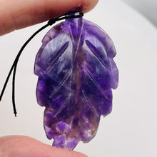Load image into Gallery viewer, Amethyst Carved Pendant Leaf | 60x30x8mm | Purple | 1 Bead |