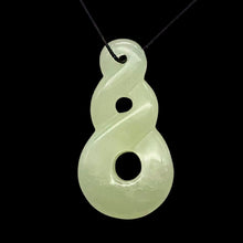 Load image into Gallery viewer, Carved Translucent Serpentine Infinity Pendant with Simple Black Cord 10821H