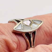 Load image into Gallery viewer, Mother of Pearl Sterling Silver Inlaid Briolette Ring |Size 8.25 | Silver White|