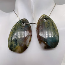 Load image into Gallery viewer, Hand Carved Bloodstone Pendant Beads | 54x33x6mm | Green Pink | Oval | 1 Pair |