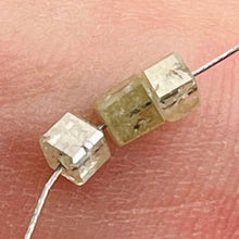 Load image into Gallery viewer, 0.58cts of 3 Natural Canary Diamond 2x2x2mm Cube Beads 8851AJ2