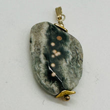 Load image into Gallery viewer, Ocean Jasper 14K Gold Filled Pendant| 1 5/8" Long| Gold, Green, Gray| 1 Pendant|