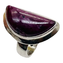 Load image into Gallery viewer, Gemstone Ruby Sterling Silver Half-Moon Ring | Size 7 | Red | Ring |