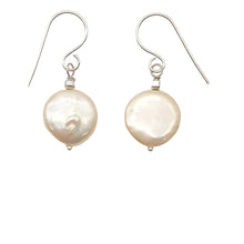 Load image into Gallery viewer, Natural Peach Coin FW Pearl Drop/Dangle Earrings | 1 1/4" Long | Peach |